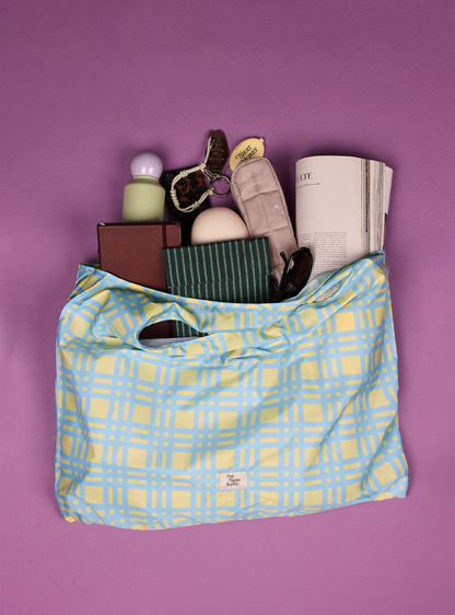Large Reusable Tote (Checkered Beach)