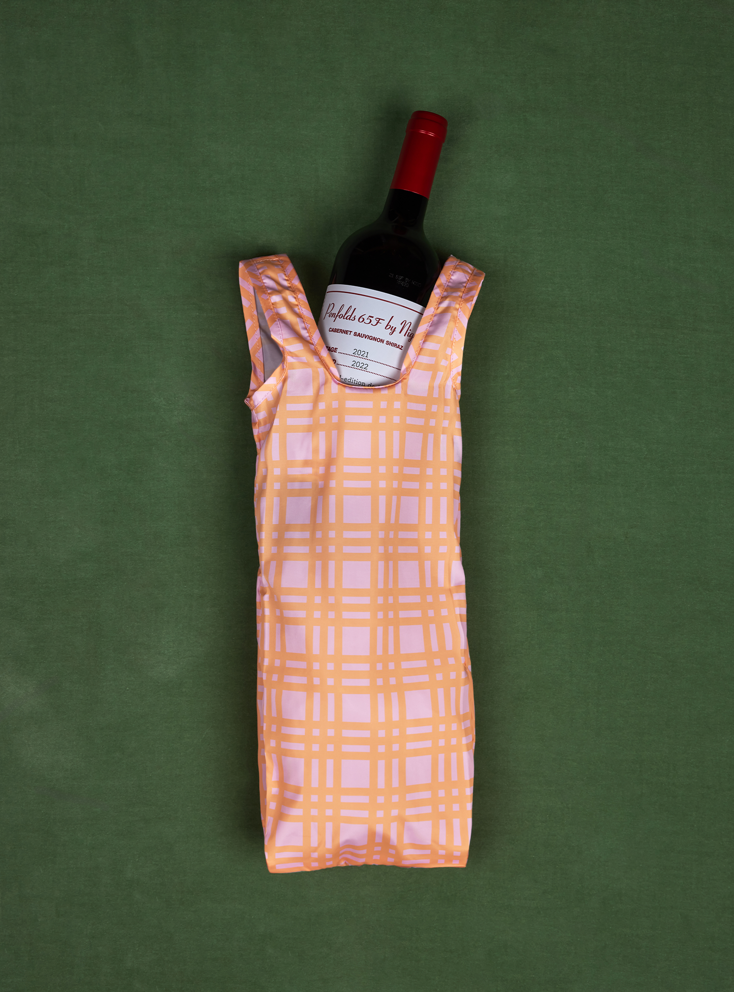 Reusable Bottle Bag (Checkered Sunset)