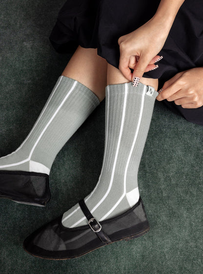 Ribbed Knit Socks (Herring)