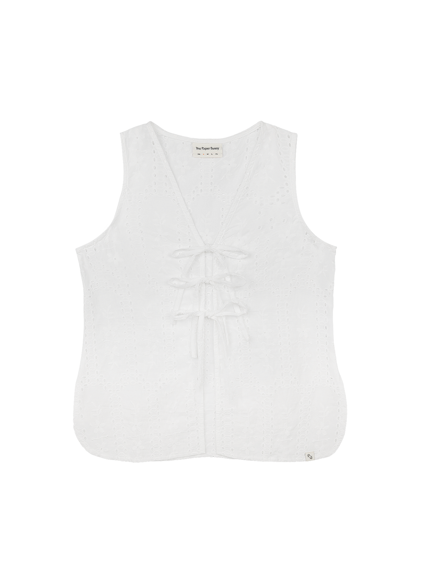 Relaxed Tie Vest (Broderie White)