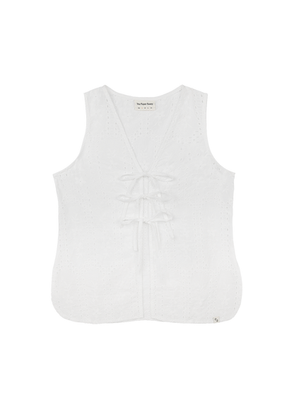 Relaxed Tie Vest (Broderie White)