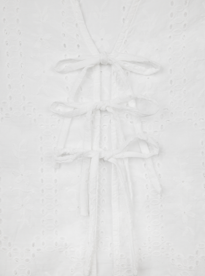 Relaxed Tie Vest (Broderie White)