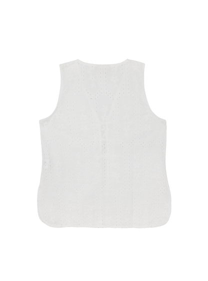 Relaxed Tie Vest (Broderie White)