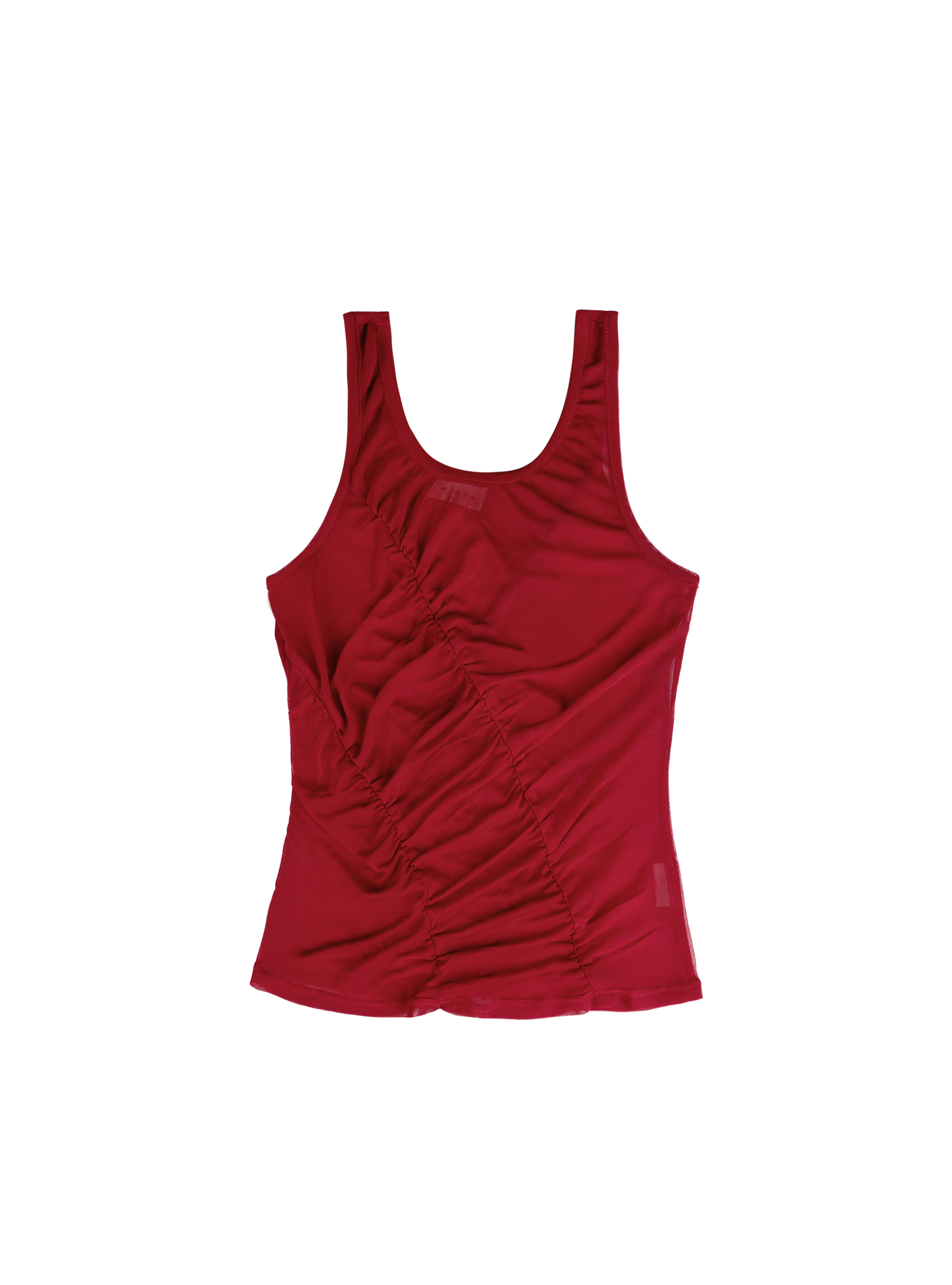 Sheer Ruched Tank (Ruby)