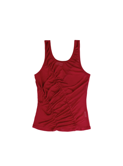 Sheer Ruched Tank (Ruby)
