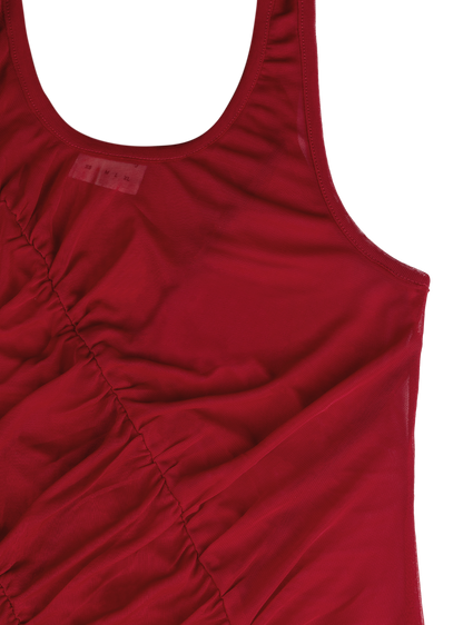 Sheer Ruched Tank (Ruby)